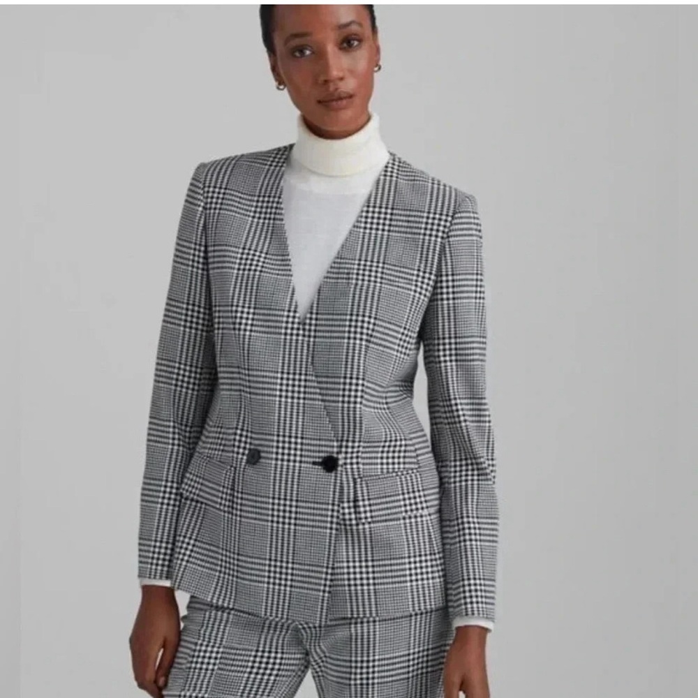 Club Monaco Black and White Plaid Blazer